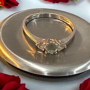 Classic White Gold 10 K Ring with Clear Round Stone - Women's Jewelry